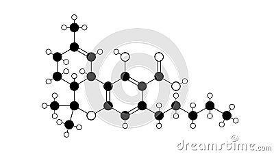 tetrahydrocannabinolic acid molecule, structural chemical formula, ball-and-stick model, isolated image thca Stock Photo