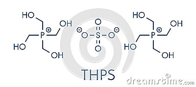 tetrakishydroxymethylphosphonium sulfate THPS biocide molecule. Skeletal formula. Vector Illustration