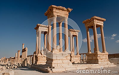 Tetrapylon in Palmyra Stock Photo