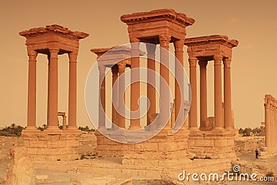 Tetrapylon in Palmyra, Syria Stock Photo