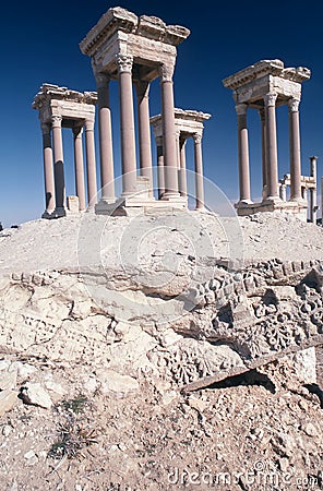 Tetrapylon at Palmyra Syria Stock Photo