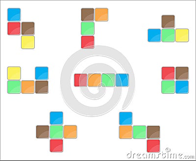 Tetris element set color design Vector Illustration