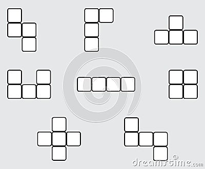 Tetris element set linear design Vector Illustration