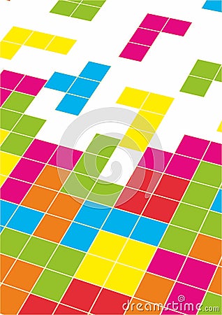 Tetris game with pieces of squares. Vector Illustration