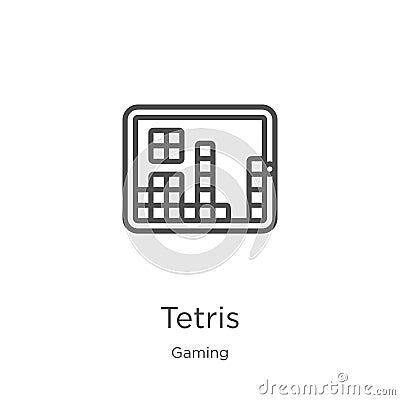 tetris icon vector from gaming collection. Thin line tetris outline icon vector illustration. Outline, thin line tetris icon for Vector Illustration