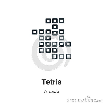Tetris outline vector icon. Thin line black tetris icon, flat vector simple element illustration from editable entertainment Vector Illustration