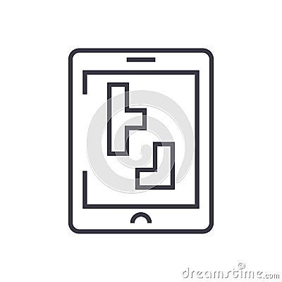 Tetris vector line icon, sign, illustration on background, editable strokes Vector Illustration