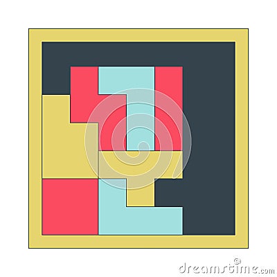 Tetrominoes cube flat line color isolated vector object Vector Illustration