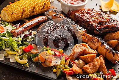 Tex mex grilled meat mix Stock Photo