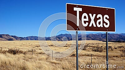 Texas brown road sign Stock Photo