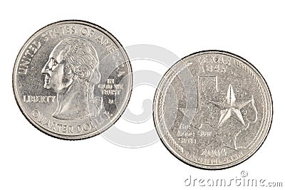 Texas 2004d State Commemorative Quarter isolated on a white background Stock Photo