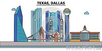 Texas, Dallas.City skyline Vector Illustration