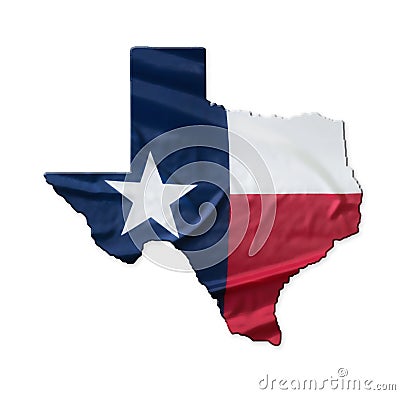 Texas flag waving fabric texture on the state map Stock Photo