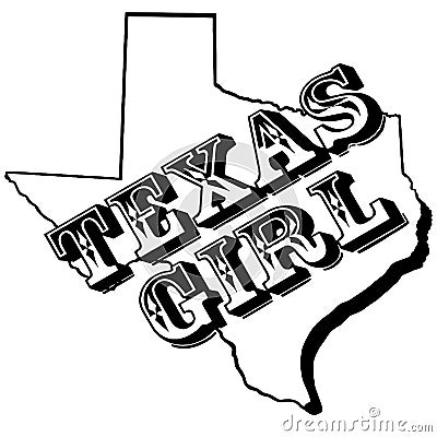 Texas Girl design on Texas state outline Vector Illustration