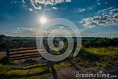 Texas Hill Country Ranch Entrance Stock Photo