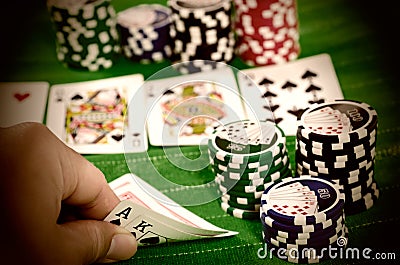 Texas Hold 'Em Big Hand Stock Photo