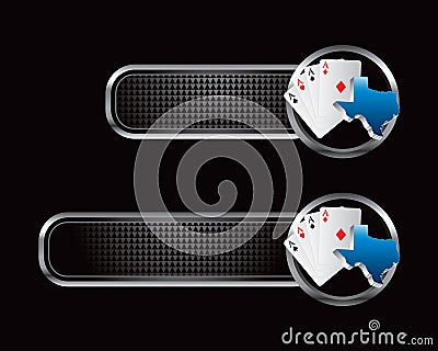 Texas hold em on black checkered tabs Vector Illustration