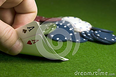 TEXAS HOLD'EM: PAIR OF ACES Stock Photo