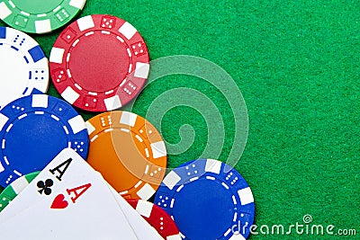 Texas holdem pocket aces on a casino table Stock Photo