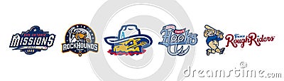 Texas League. Minor League Baseball MiLB season 2023. Double-A. South Division. Amarillo Sod Poodles, Corpus Christi Hooks, Frisco Vector Illustration