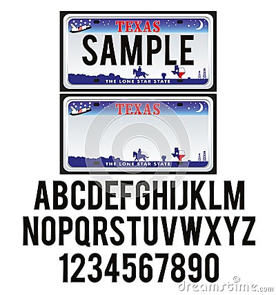 Texas License Plate Vector Illustration