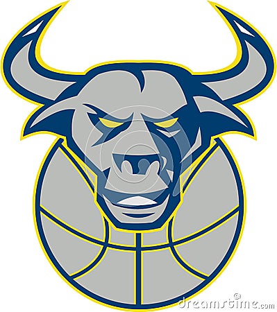 Texas Longhorn Bull Head Basketball Vector Illustration