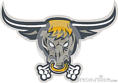 Texas Longhorn Bull Head Front Vector Illustration