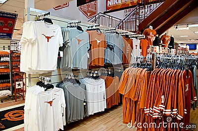 Shirts of Texas Longhorns in a store Editorial Stock Photo