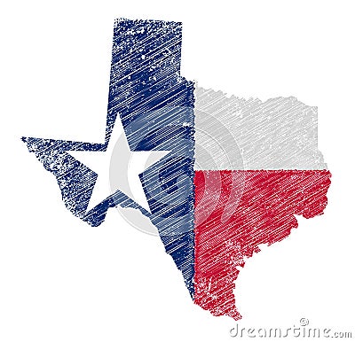 Texas Map Grunge and Flag Vector Illustration