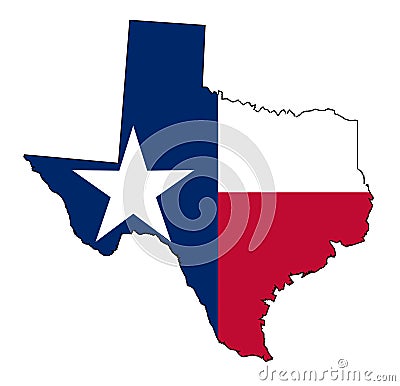 Texas Map Outline and Flag Vector Illustration