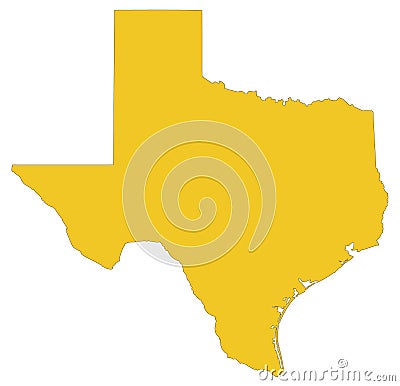 Texas map - the second largest state in the United States Vector Illustration