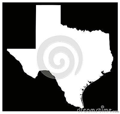 Texas map - the second largest state in the United States Vector Illustration