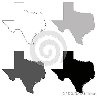 Texas map - the second largest state in the United States Vector Illustration