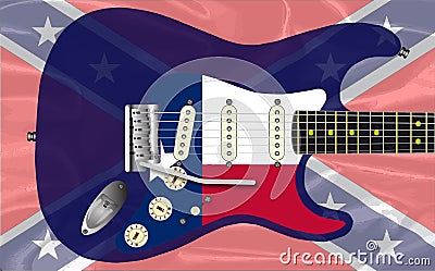 Texas Rebel Electric Guitar Vector Illustration