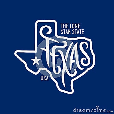 Texas related t-shirt design. The lone star state. Vintage vector illustration. Vector Illustration