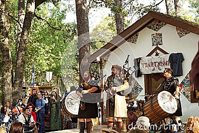 Texas Renaissance Fair - bagpipe musicians Editorial Stock Photo