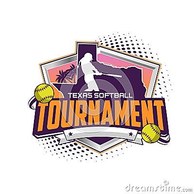 Texas Softball Tournament Logo Vector Illustration