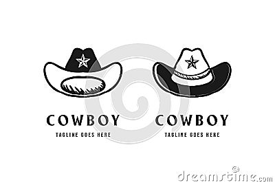 Texas Star Cowboy Sheriff Hat Western Country Silhouette Logo Design Vector Vector Illustration