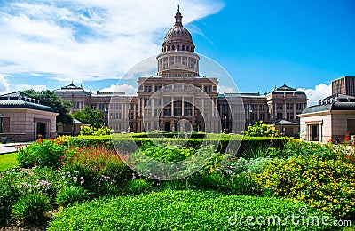 Texas State Capital Building Spring Flowers Austin Stock Photo