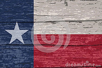 Texas State Flag On Old Timber Vector Illustration