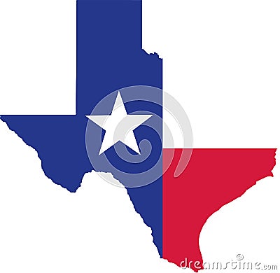 Texas state map with flag Vector Illustration