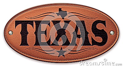 Texas State Map Star Leather Stock Photo