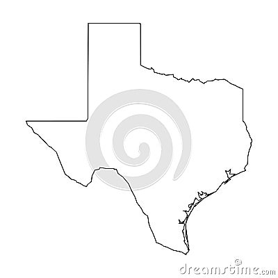 Texas, state of USA - solid black outline map of country area. Simple flat vector illustration Vector Illustration