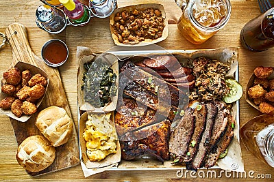 Texas style bbq meal with all the fixings Stock Photo