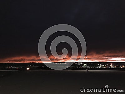 Texas Sunset - Dark Clouds on Fire Editorial Stock Photo