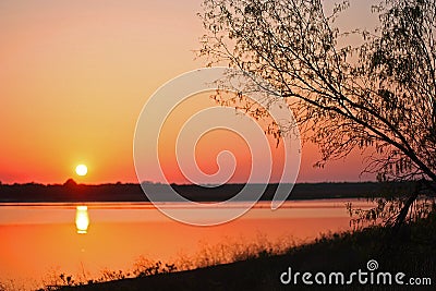 Texas Sunset over Grapevine Lake Stock Photo