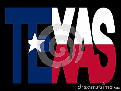 Texas Text With Flag Vector Illustration