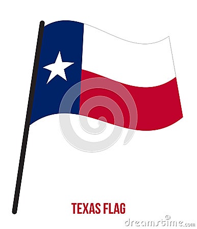 Texas U.S. State Flag Waving Vector Illustration on White Background Vector Illustration