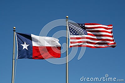 Texas and US Flag Stock Photo