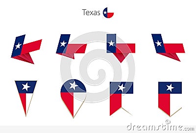 Texas US State flag collection, eight versions of Texas vector flags Vector Illustration